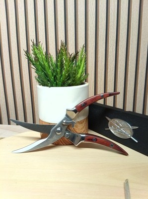 Dumeni Edelstahl Biltong/Jerky Küchenschneider mit Holzgriffen in 3D Geschenkbox
