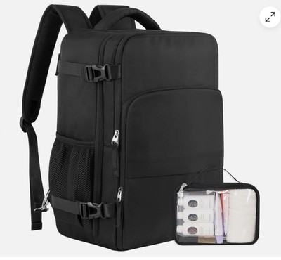 Sinaliy Travel Backpack for Men & Women, Personal Item Bag Large, Black