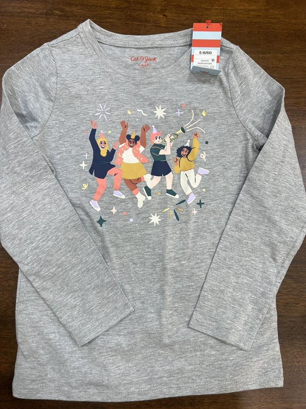NEW Cat & Jack Small 6/6X Long Sleeve Gray Party Shirt