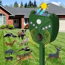 Solar Ultrasonic Animal Repellent Outdoor - - Cat, Squirrel, Deer Repeller, M...