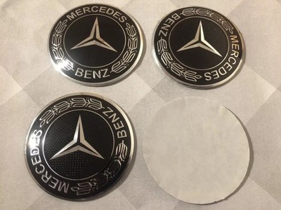 4x Sticker Mercedes Wheel Centre Cap Hub Caps 3D Logo Stickers Black Black 65mm
