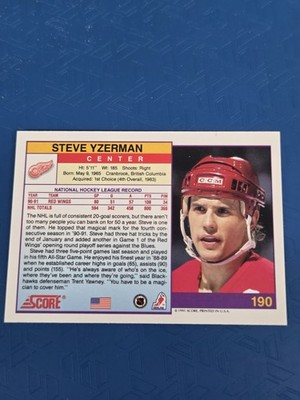1991-92 Score American #190 Steve Yzerman Detroit Red Wings HOCKEY