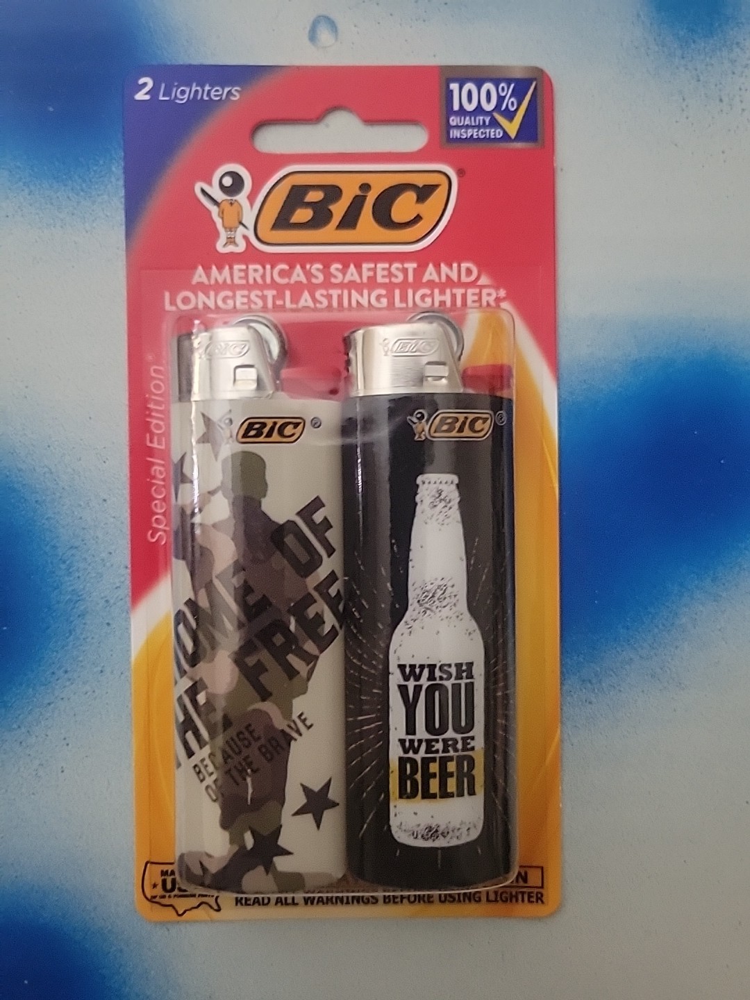 BRAND NEW!! - BIC Lighters, 2 Pack - Army - Beer