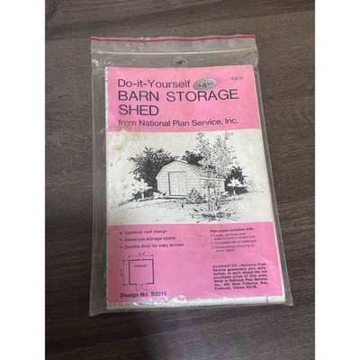 Vintage National Plan Service DIY Barn Storage Shed Blueprints 12x12 Gambrel