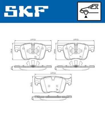 Bremsbelagsatz, Scheibenbremse VKBP 80085 SKF für CITROËN PEUGEOT OPEL DS TOYOTA