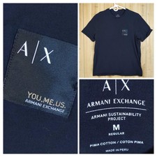 Men's AX Armani Exchange Pima Cotton Tee M Logo Patch Sustainable 6LZTAZ ZJFCZ