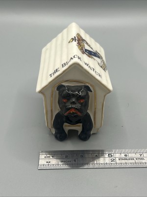 Willow Art Crested China ''The Black Watch'' Bulldog in Kennel Cleethorpes Crest