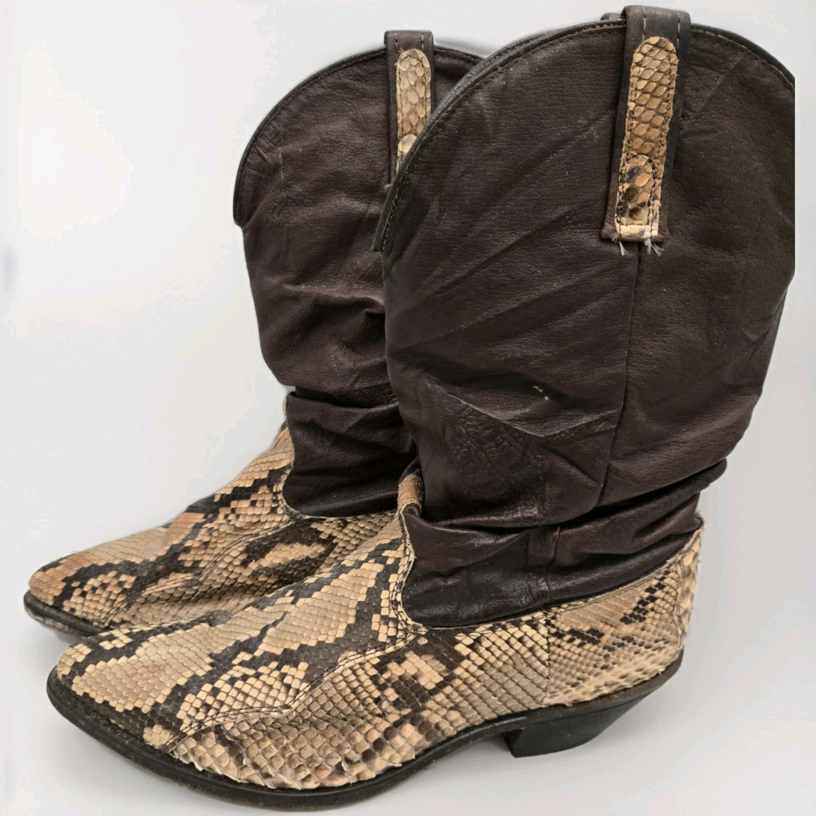 Genuine Upper Brown Leather Western Python Snakes… - image 1