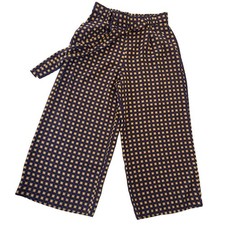 Zara Trafaluc Wide Leg Cropped Pants Elastic Waist Geometric Size Women's Small