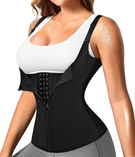 Women’s Waist Trainer Corset Shapewear Tank Top with Zipper & Straps, Size M