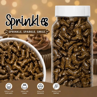 Cowboy Boot Sprinkles Western Rodeo Cupcake Cake Decorations Edible 3 oz Jar