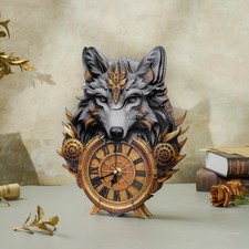 Steampunk Wolf 3D Wooden Puzzle Pendulum Wall Clock DIY Wood Wall Art Decor