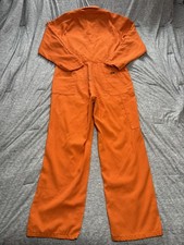 Vtg 80s Lee Union Alls Men Orange Denim Herringbone Coveralls Sanforized Rare 