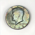 1968 - D Kennedy Half Dollar 40% Silver Rainbow Toned Obverse BU🌈