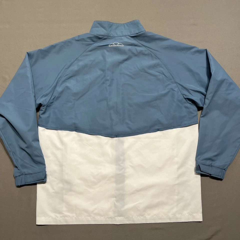 Sun Mountain Jacket Mens Large Blue White Vented Golf Coat Light Weight Loose - Image 3 of 4