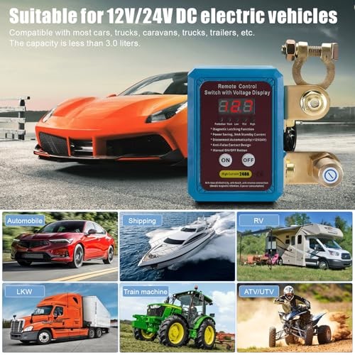 Remote Battery Disconnect Switch, 12V/24V 240A Car Kill Switch Anti Theft blue - Picture 5 of 7