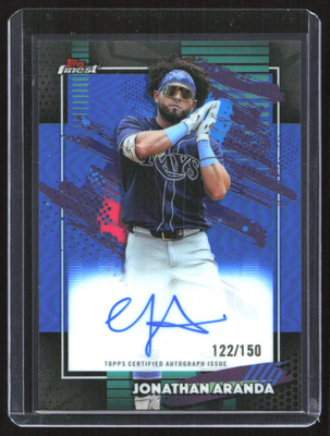 2026 Topps Finest Baseball Jonathan Aranda Auto /150 Blue Refractor Tampa Rays