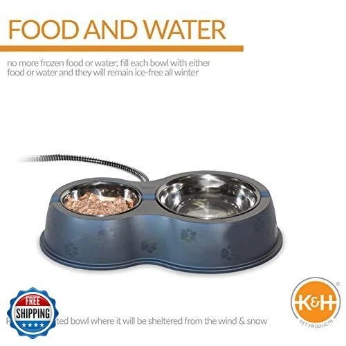 KandH Pet Products Outdoor Heated Cat Food and Water Bowls for Outside Pets,  - Imagem 2 de 4