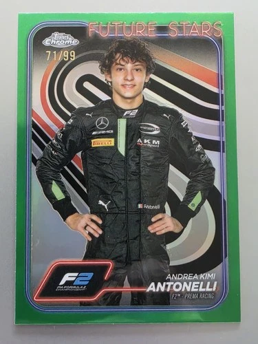 2024 Topps Chrome F1 F2 Andrea Kimi Antonelli #22 RC Rookie GREEN Refractor /99