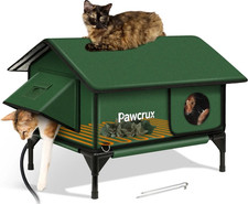 Pawcrux insulated/Heated when need Outdoor Cat House , Waterproof PVC, Gr