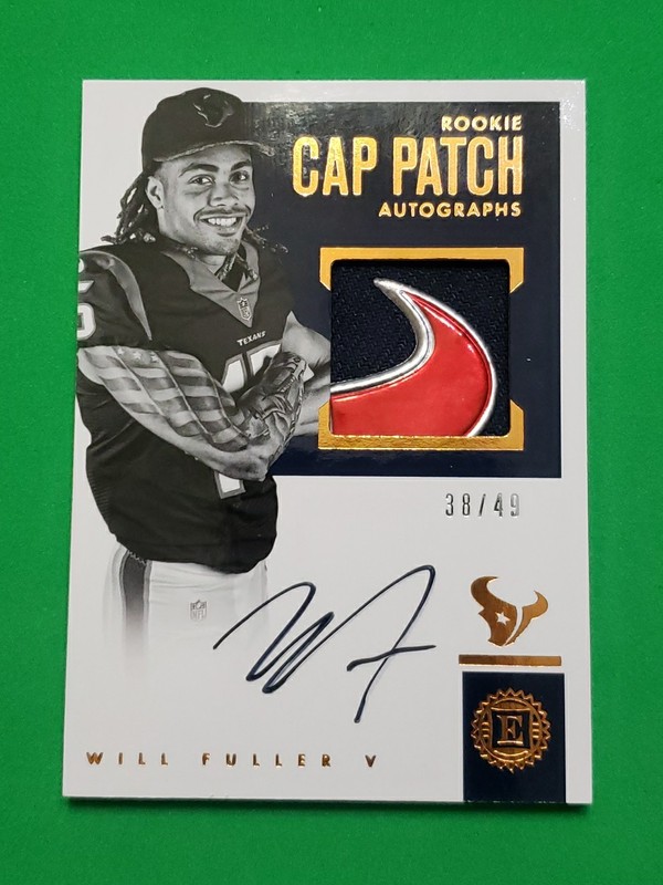 WILL FULLER 2016 Panini Encased RC Cap Patch AUTO #/49 TEXANS - Logo Patch piece