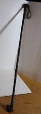 Riding Crop Whip Black Genuine Leather Functional Horse Costume Prop 25" NOS