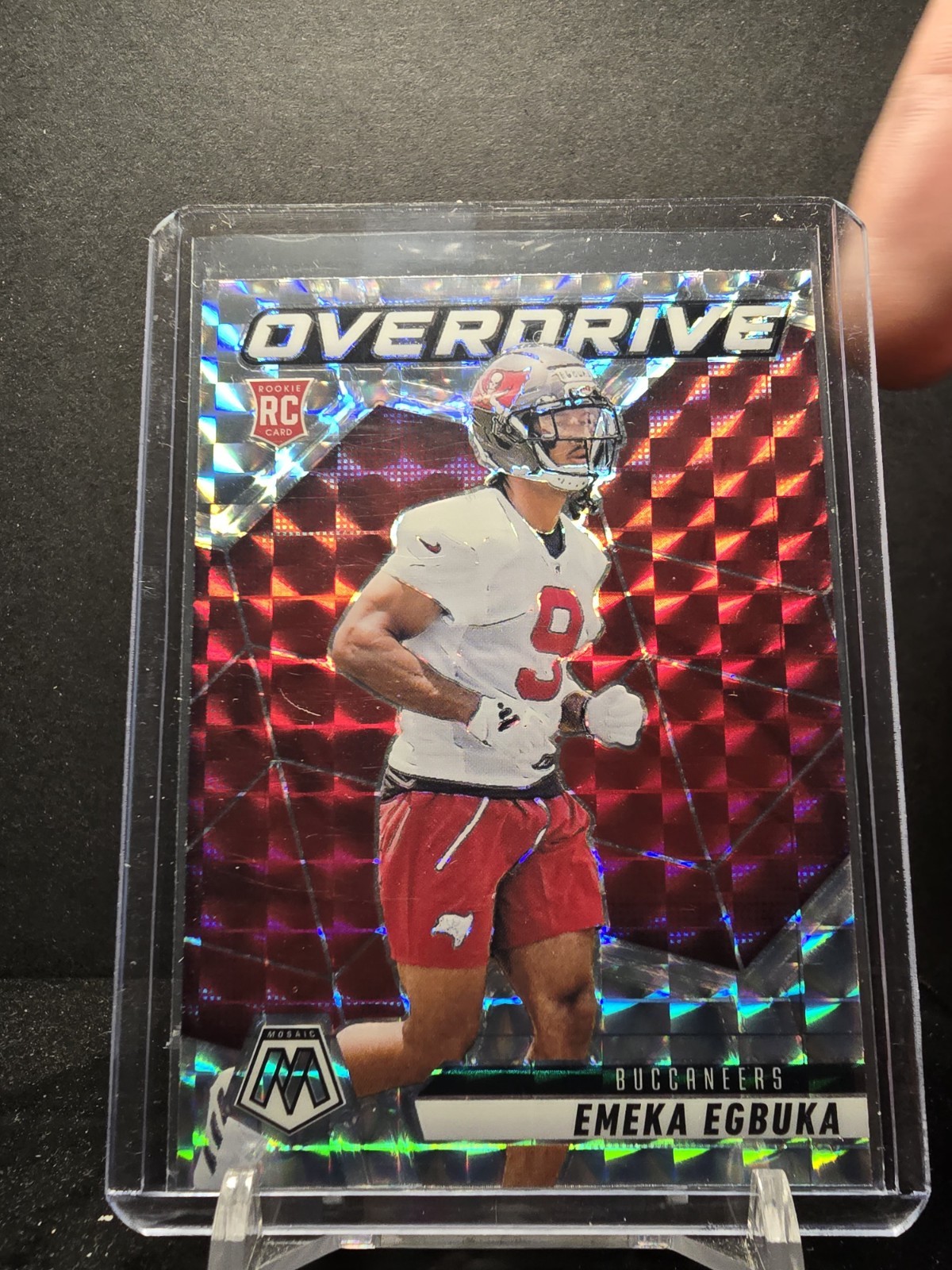 Cz293 -2025 Panini Mosaic Emeka Egbuka #5 Buccaneers (RC) Overdrive Silver Prizm