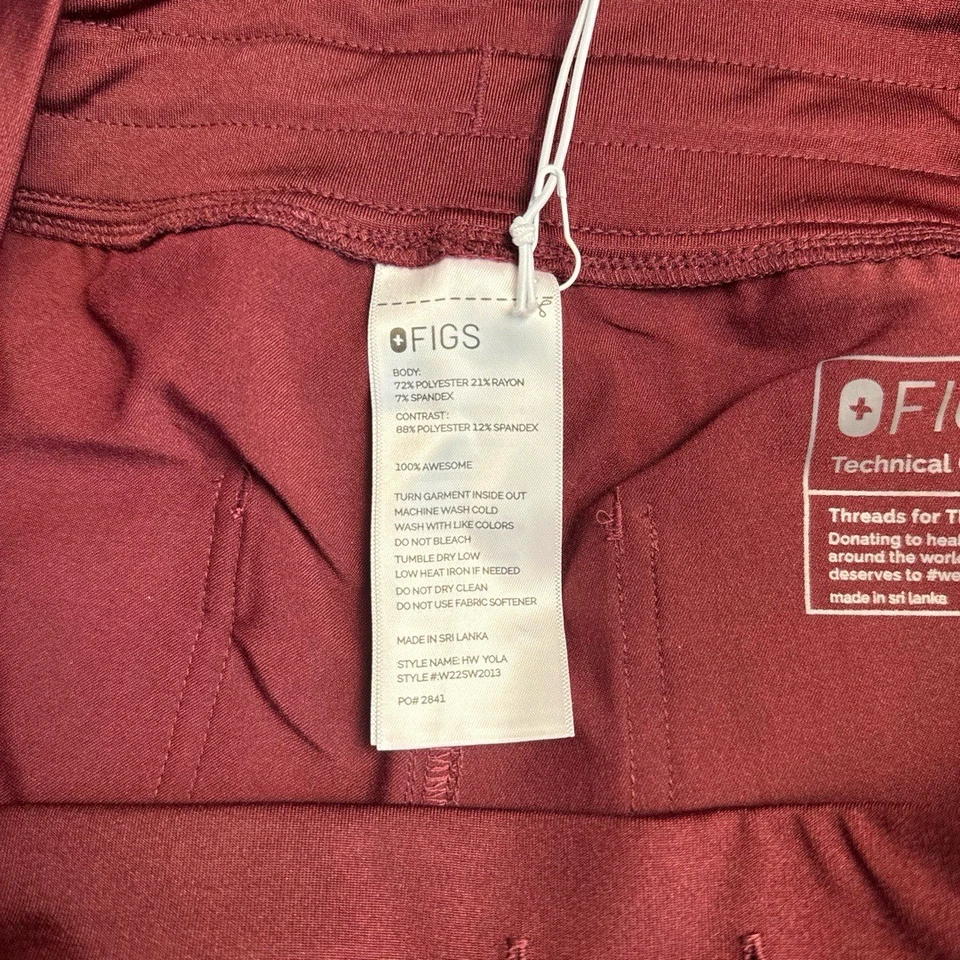 Pantalones Médicos Yola Borgoña Cintura Alta NUEVOS CON ETIQUETAS FIGS Para Mujer Talla Grande Foto 4 de 4