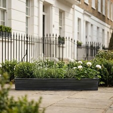 IRON STYLE DARK ROLL TOP VINTAGE GALVANISED METAL TIN GARDEN WINDOW BOX PLANTER