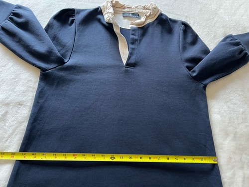 Tuckernuck Pomander Place Charlotte Navy Ruffle Collar Terry Dress Womens Large - Picture 21 of 22