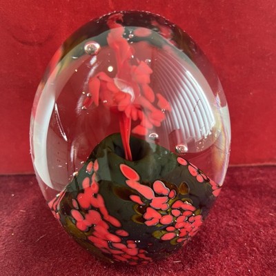 Vintage Robinson Signed 2005 Volcanic Eruption Paperweight 