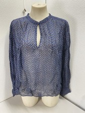 Paige Womens Bibiana Georgette Cute Blouse Size M Navy Multicolor