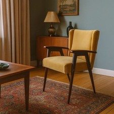 Vintage Sessel Stoff Holz Schaum Design der 1960er Jahre Originell