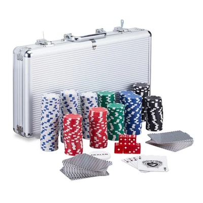 Pokerkoffer Poker Set abschließbar 5 Würfel Poker Spielset Pokerchips Set - Bild 1 von 4