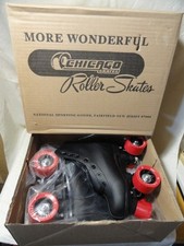 NEW CHICAGO CLASSIC QUAD ROLLER SKATES BLACK/RED JUNIOR RINK SKATES SIZE J13