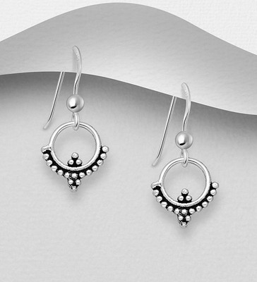 925 Sterling Silber oxidiert Boho Ohrhänger 20x11mm gepunzt Geschenktüte