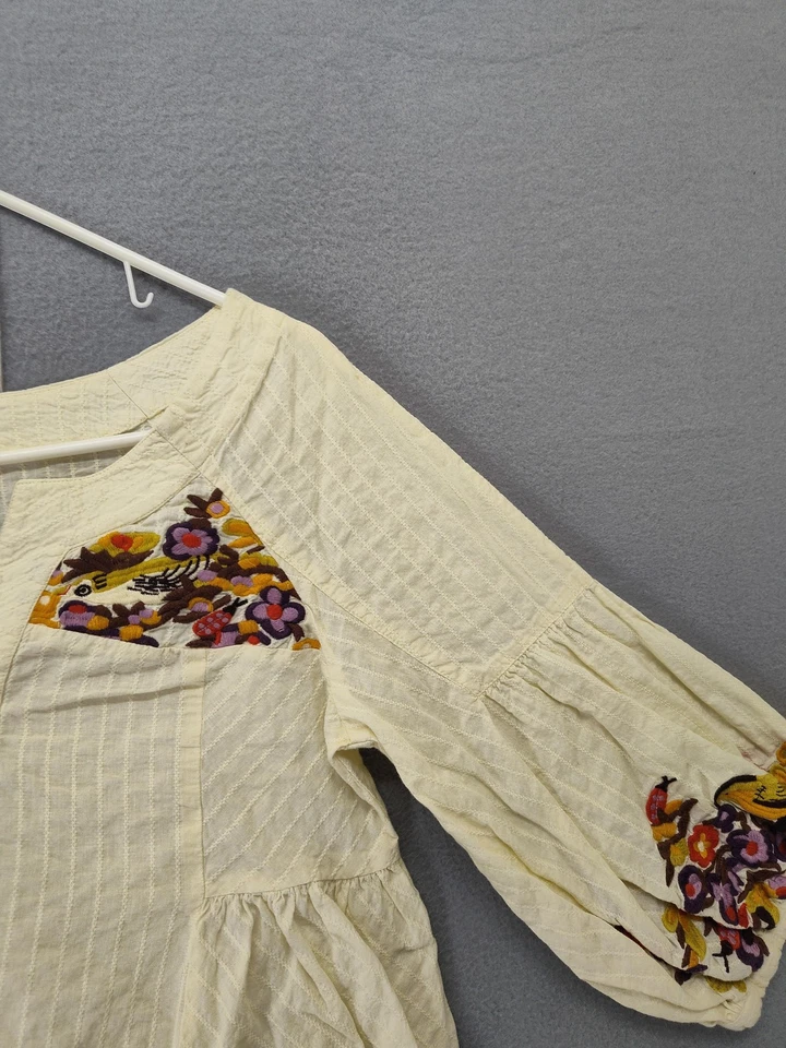 Blusa Lithe Para Mujer 6 Bordada Floral Manga 3/4 Campesina Boho Bohemia Top Foto 3 de 4