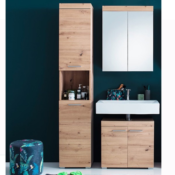 Trendteam BadmöBel Set Waschbeckenunterschrank Spiegelschrank Hochschrank Amanda-image