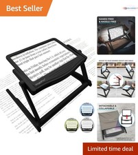 5X Large LED Magnifier with Stand Anti-Glare Lens Light Modes for Reading Cra...