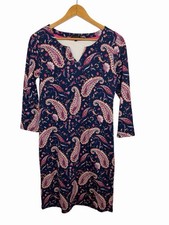 Talbots Women’s Size XS Blue Paisley Print V-Neck 3/4 Sleeve Sheath Dress Casual