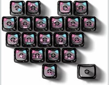 21 Keys Cute Cat Heart-Shaped Transparent Keycaps, PC Material Crystal Backlit P