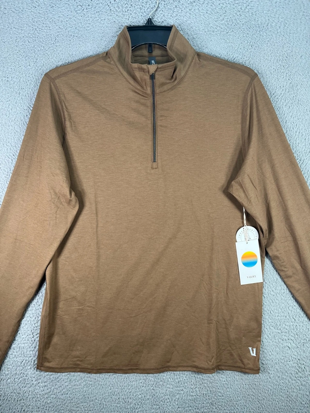 Vuori Sweatshirt Mens Medium BrownClothing Ease Performance 1/2 Zip 2.0 Pullover