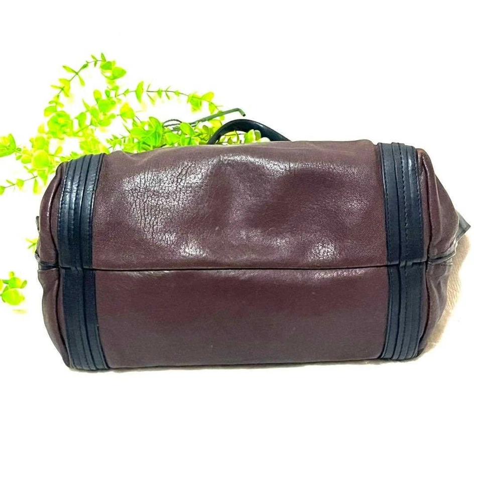 Chloe Tote Shoulder Bag Medium Logo Leather Brown Black Women's USED FROM JAPAN - Image 3 of 4