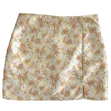 Lulus Yellow Floral Satin Mini Skirt Size M Romantic Cottagecore Soft Feminine