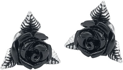 Alchemy Gothic Ohrstecker-Set Damen Black Rose Ear Studs schwarz/silberfarben