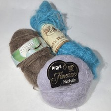 Lote de 3 madejas de hilo de mohair Sandnes Gard Kitten Argyll Finess Scotts Woolen Mill
