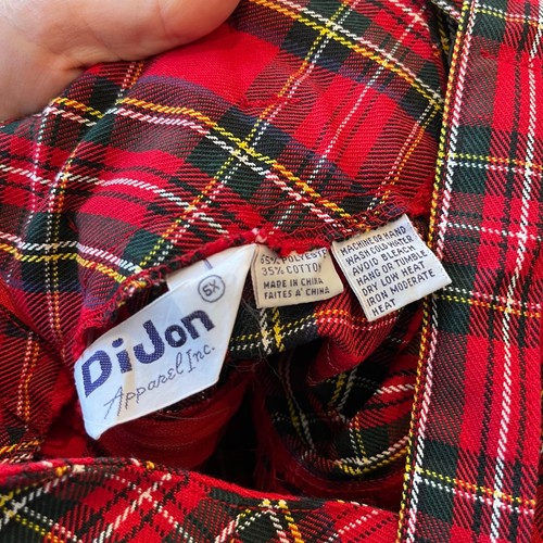 Vintage DiJon Apparel Festive Red Plaid Suspender Pants Overalls Girls 6 - Picture 6 of 11
