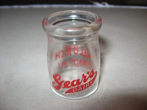 Vintage Original Gear's Dairy Individual Restaurant Glass Creamer Bottle