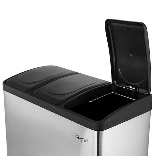 Trash and Recycling Step Bin 3 Section Stainless Steel Trash Bin - Picture 4 of 8