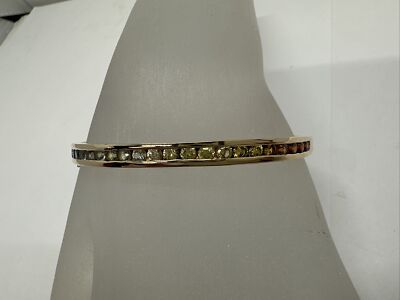 Ross Simons Sterling Gold Vermeil Channel Set Multi Gemstones Bangle Bracelet